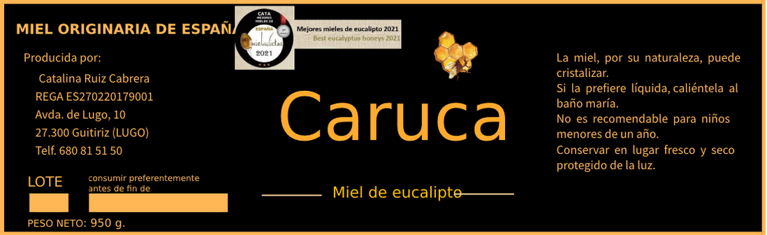 Etiqueta Caruca miel de eucalipto